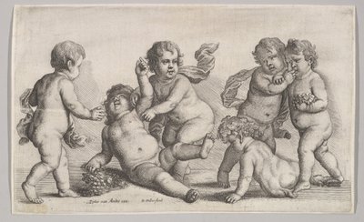 Pět chlapců a satyr, 1625-77. od Wenceslaus Hollar