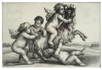 Čtyři malí kluci a koza od Wenceslaus Hollar