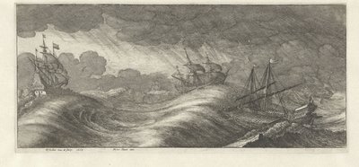 Galley a další lodě v mořské bouři Mořské bouře (název série) od Wenceslaus Hollar