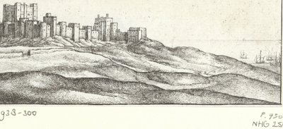 Pohled na hrad Dover Dover Castle y West Side (název na objektu) Památky kolem anglického pobřeží (název série) od Wenceslaus Hollar