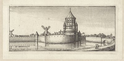 Pohled na Kleine Houtpoort v Haarlemu od Wenceslaus Hollar
