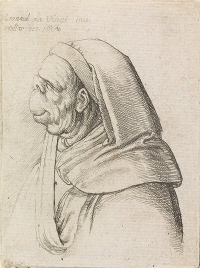 Groteska profilovala muže s kapucí od Wenceslaus Hollar