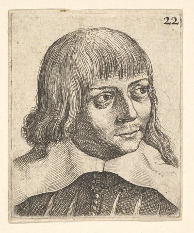 Hlava mladého muže, otočená mírně doprava, 1625-77. od Wenceslaus Hollar