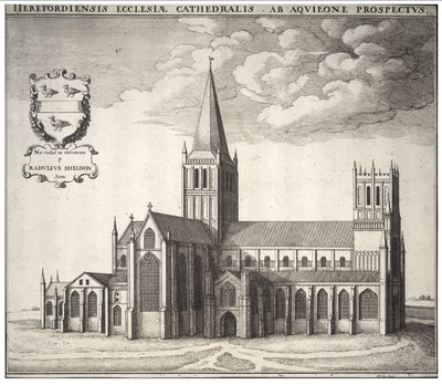 Herefordská katedrála od Wenceslaus Hollar