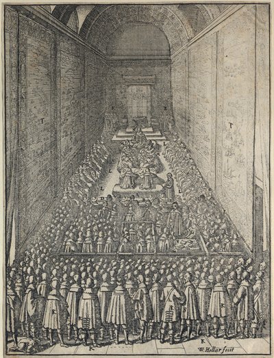 Interiér Sněmovny lordů v zasedání, Westminsterský palác, Londýn, c1650 od Wenceslaus Hollar