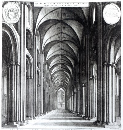 Interiér lodi sv. Pavla, 1658 od Wenceslaus Hollar