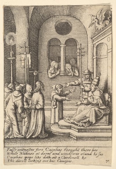 Ježíš znovu před Kaifášem, 1625-77. od Wenceslaus Hollar
