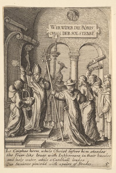 Ježíš před Kaifášem, 1625-77. od Wenceslaus Hollar