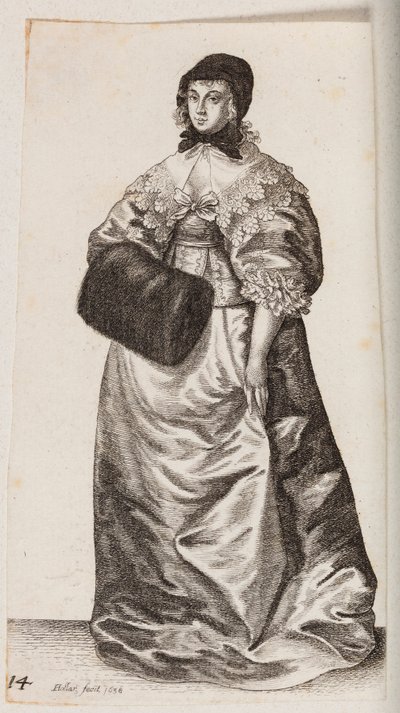 Žena s čepcem a kožešinovým návlekem na ruce od Wenceslaus Hollar