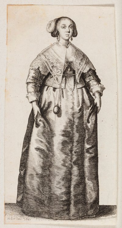 Žena s vonnou krabičkou zavěšenou na řetízku od Wenceslaus Hollar