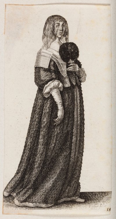 Žena se závojem a péřovým vějířem od Wenceslaus Hollar