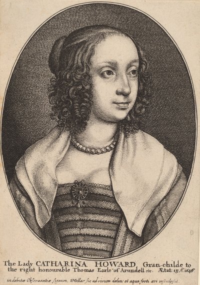 Lady Catherine Howardová. od Wenceslaus Hollar