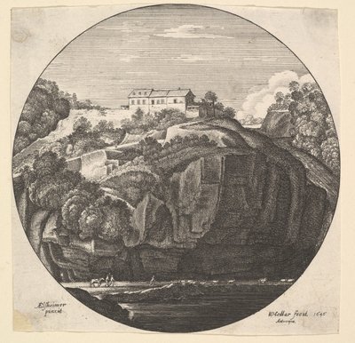 Krajina s domem na útesech, 1646. od Wenceslaus Hollar