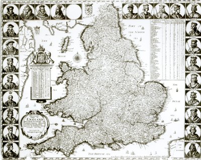 Mapa Anglie a Walesu, 1644 od Wenceslaus Hollar