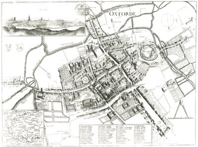 Mapa Oxfordu, 1643 od Wenceslaus Hollar