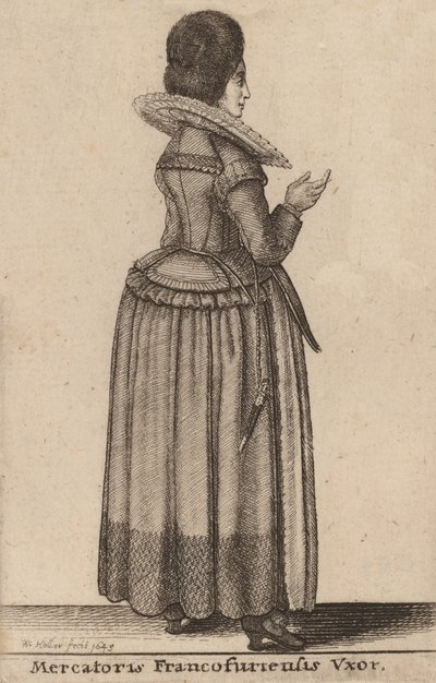 Manželka frankfurtského obchodníka, 17. století. od Wenceslaus Hollar