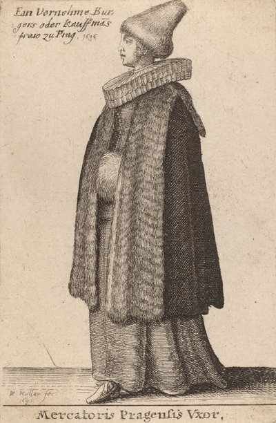 Manželka pražského kupce, 1642 od Wenceslaus Hollar