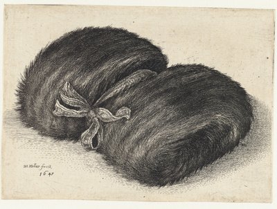 Kožešinový rukávník zdobený stuhou Rukávy (název série) od Wenceslaus Hollar