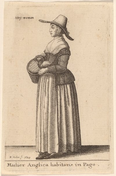 Anglická žena žijící na vesnici od Wenceslaus Hollar