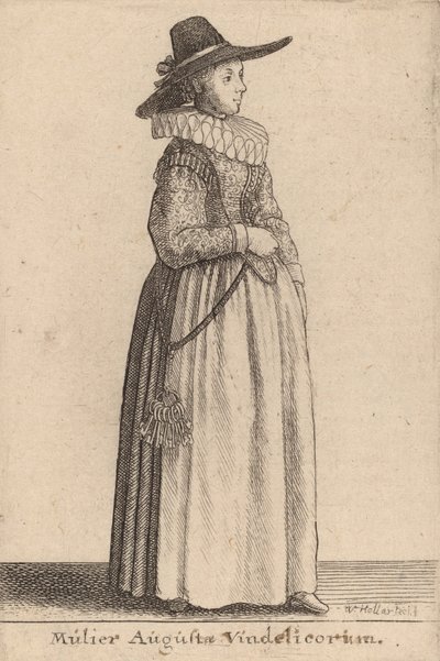 Žena Augusty z Augsburgu od Wenceslaus Hollar