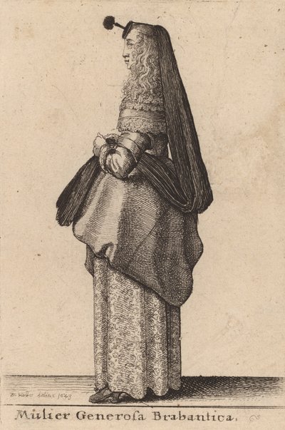 Šlechtická žena v Brabantsku, 1643 od Wenceslaus Hollar