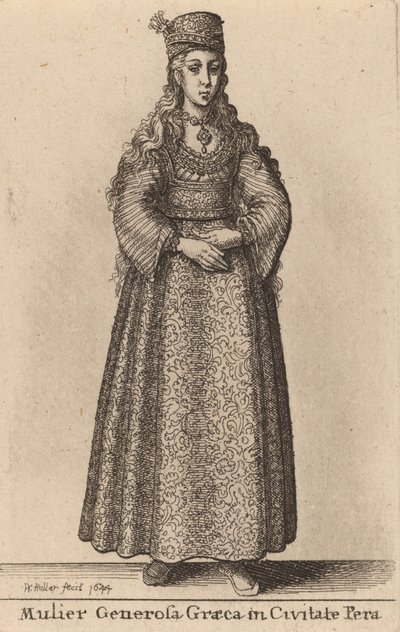 Urozená Řeka ve městě Pera, 1644 od Wenceslaus Hollar