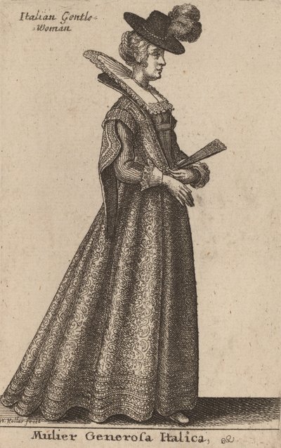 Vznešená Italka. od Wenceslaus Hollar
