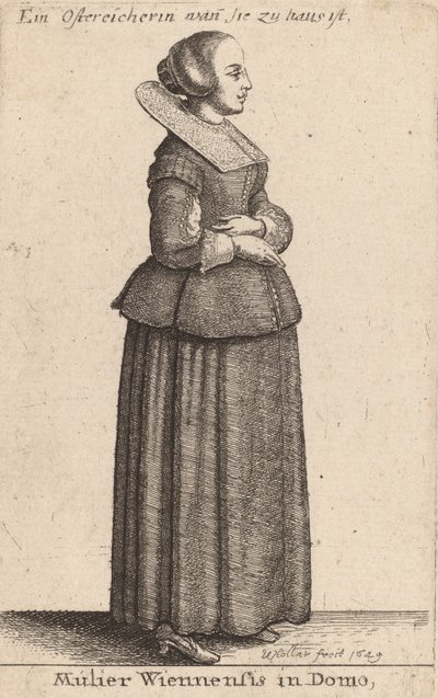 Žena z Vídně v domě, 1649 od Wenceslaus Hollar