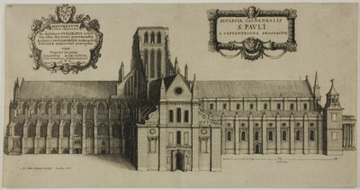 Stará katedrála svatého Pavla od severu od Wenceslaus Hollar