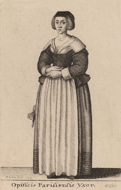 Manželka pařížského dělníka, 1643 od Wenceslaus Hollar