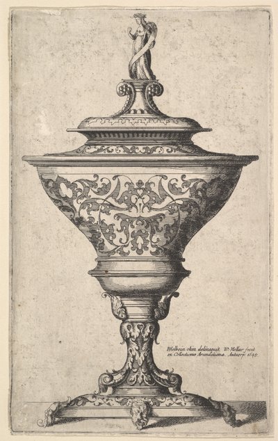Zdobený pohár na nohách masek, 1645. od Wenceslaus Hollar