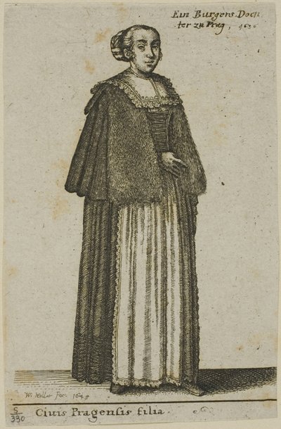 Pražská dívka od Wenceslaus Hollar