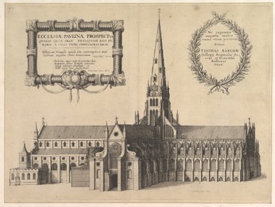 Saint Pauls from the South Showing the Spire Ecclesiae Paulinae Prospectus..., 1657. od Wenceslaus Hollar
