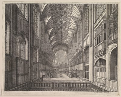 Sbor kaple sv. Jiří ve Windsoru (z knihy Eliase Ashmolea „The Order of the Garter“, 1672) od Wenceslaus Hollar