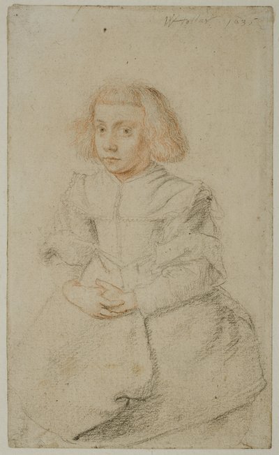 Studie sedící dívky, 1635 od Wenceslaus Hollar