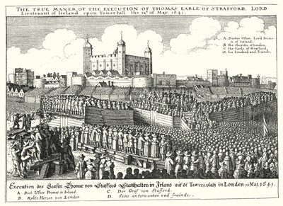 Poprava Thomase Wentwortha, prvního hraběte ze Straffordu, 1641 od Wenceslaus Hollar