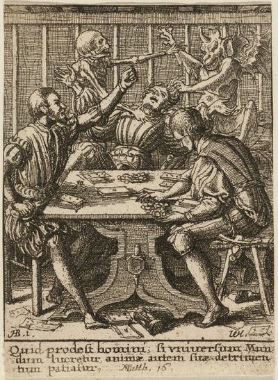 Hráči a smrt, z Tanec smrti od Wenceslaus Hollar