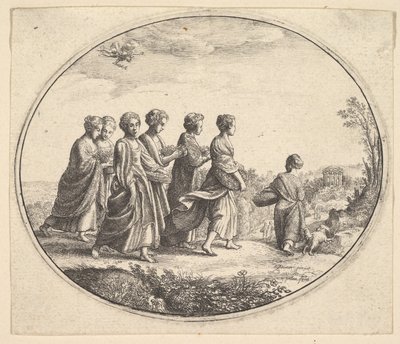 Dcery Aglaury Mercury a Herse, ca. 1646. od Wenceslaus Hollar