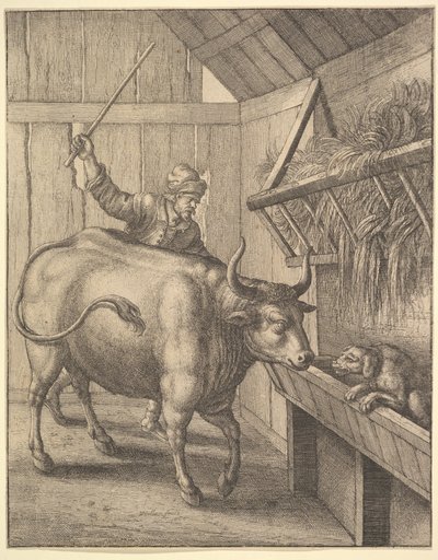 Pes v jeslích od ilustrace k Johnu Ogilbysovi Æsopics: Or A Second Collection..., 1666. od Wenceslaus Hollar