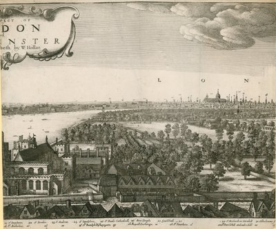 Vyhlídka na Londýn a Westminster převzatá z Lambeth od Wenceslaus Hollar