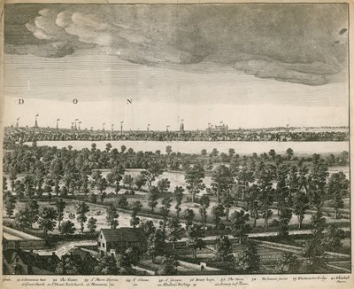 Vyhlídka na Londýn a Westminster převzatá z Lambeth od Wenceslaus Hollar
