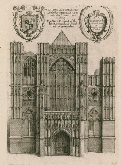 Západní vyhlídka pozdějšího konventního kostela ve Westminsteru v Londýně od Wenceslaus Hollar