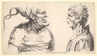 Dvě deformované hlavy, 1625-1744. od Wenceslaus Hollar
