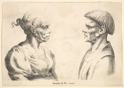 Dvě hlavy, 1625-77. od Wenceslaus Hollar