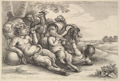Dva mladí satyrové a chlapec, 1647. od Wenceslaus Hollar