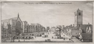 Pohled na Londýn: New Palace Yard s Westminster Hall a Clock House od Wenceslaus Hollar