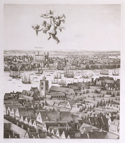 Pohled na Londýn, publikoval 1647 (faksimile kopie) (detail) od Wenceslaus Hollar