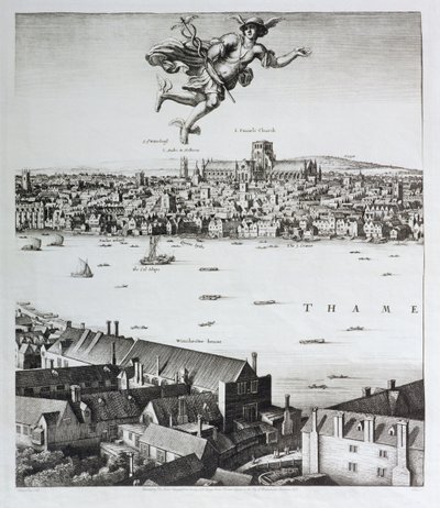Pohled na Londýn, publikoval 1647 (faksimile kopie) (detail) od Wenceslaus Hollar