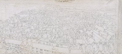 Pohled na východní část Southwarku při pohledu na Greenwich (pero, černý a hnědý inkoust a tužka na položený papír) od Wenceslaus Hollar