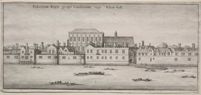 Pohledy na Londýn: Whitehall z řeky od Wenceslaus Hollar